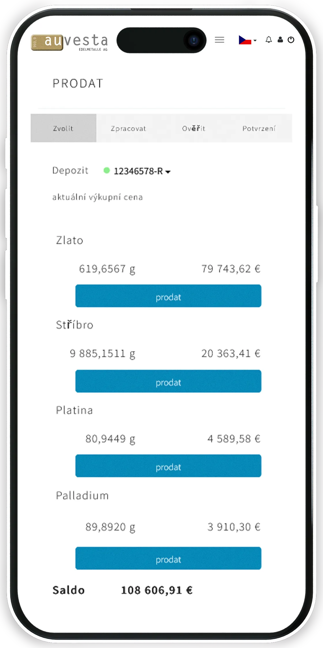 Prodej - Celosvětový online prodej zlata s přesností na cent.